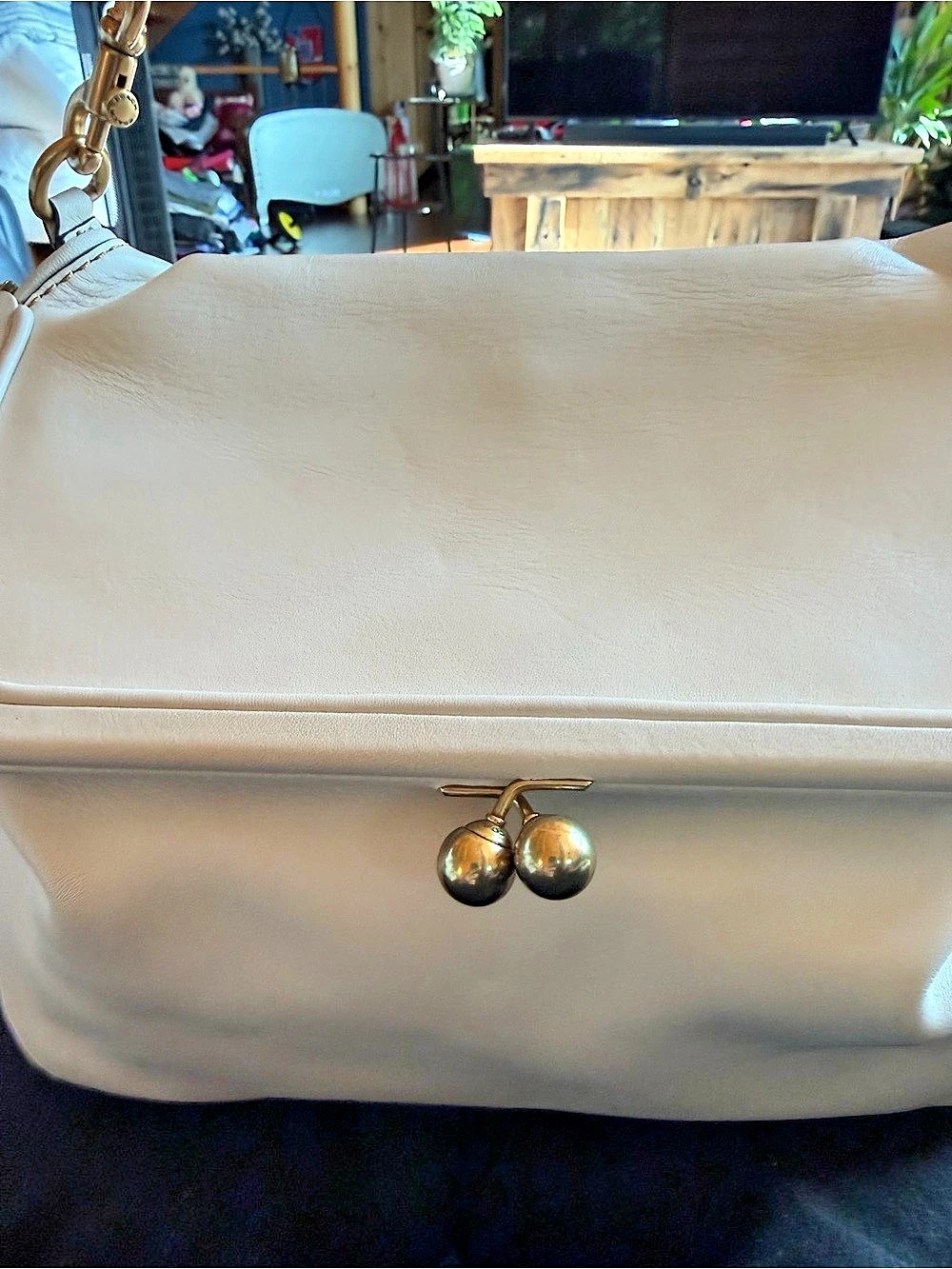 Coach RYDER Large Kisslock Frame Bag Leather Shoulder Bag White - Picture 3 of 16